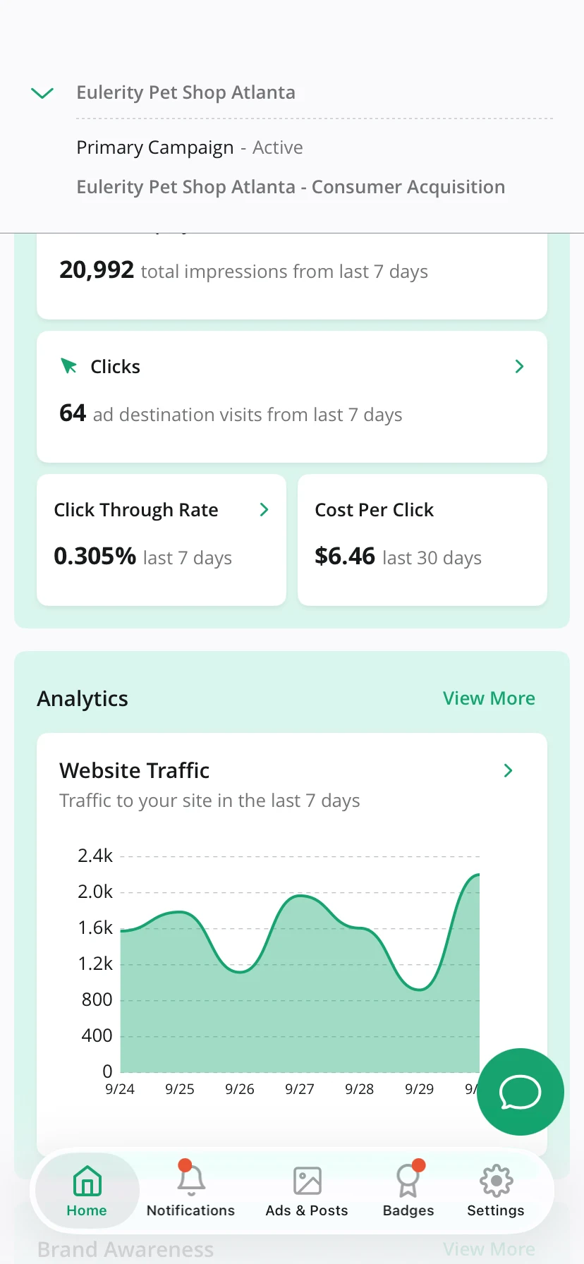 The Eulerity mobile app showing campaign results on a phone